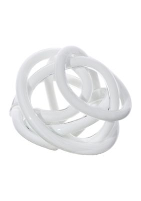 Home Essentials & Beyond Color Tinted Decorative Glass Knot, White, 5 in