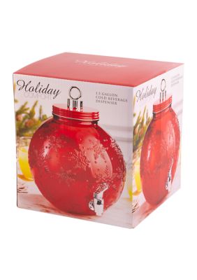 Home Essentials Ornament Shaped Red Glass Beverage Dispenser