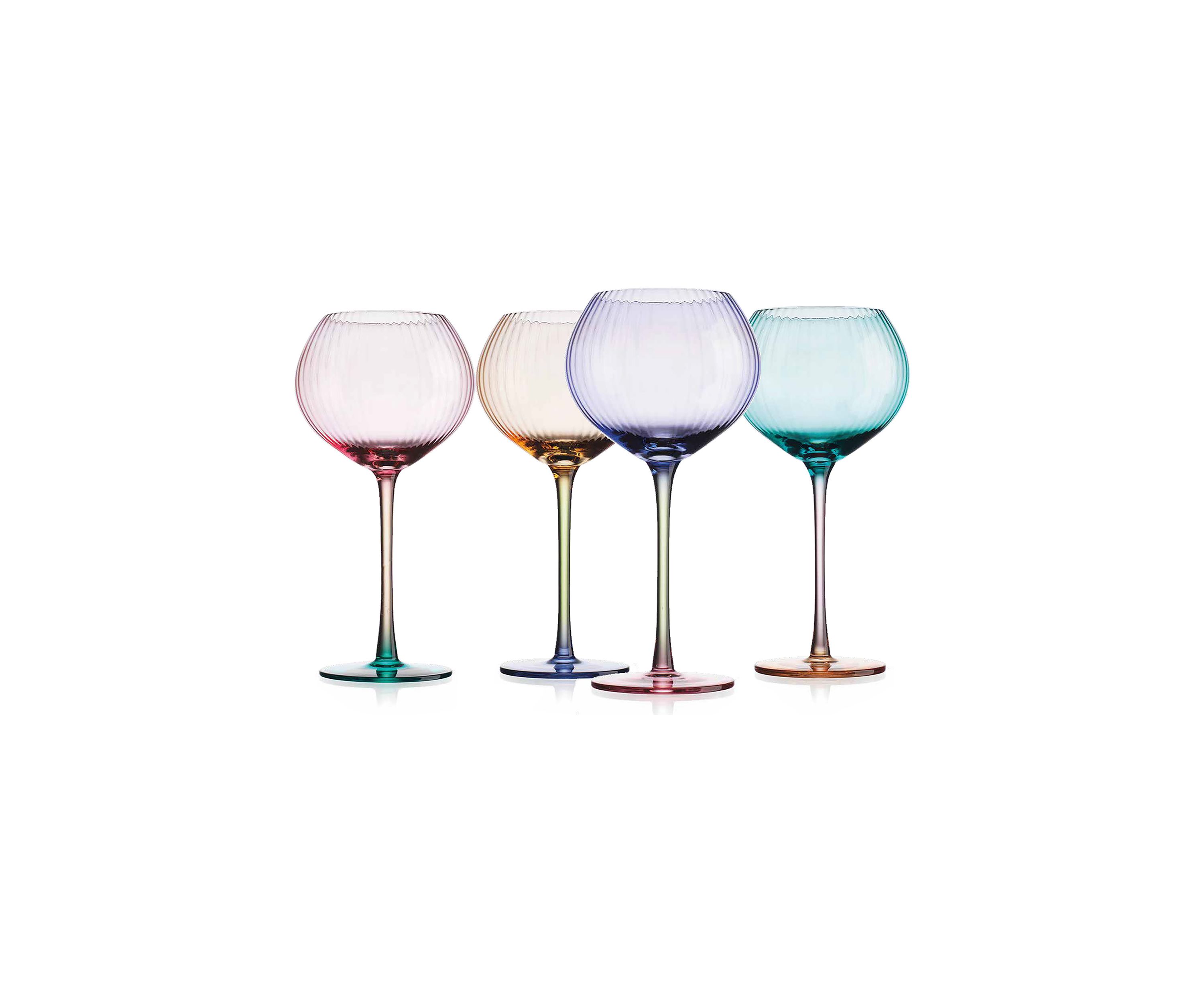 Set of 4 Colored Wine Glasses