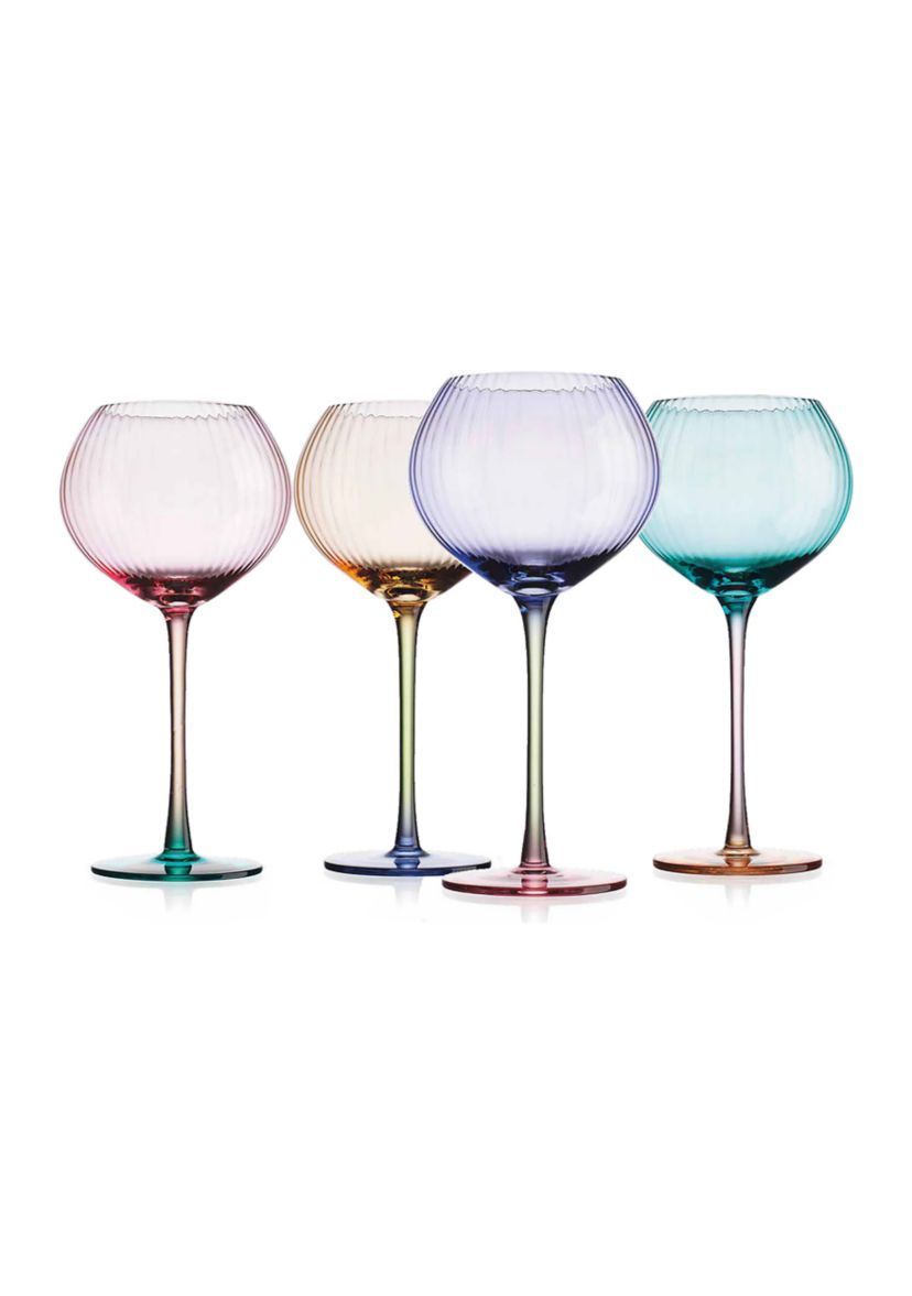 Set of 4 Colored Wine Glasses