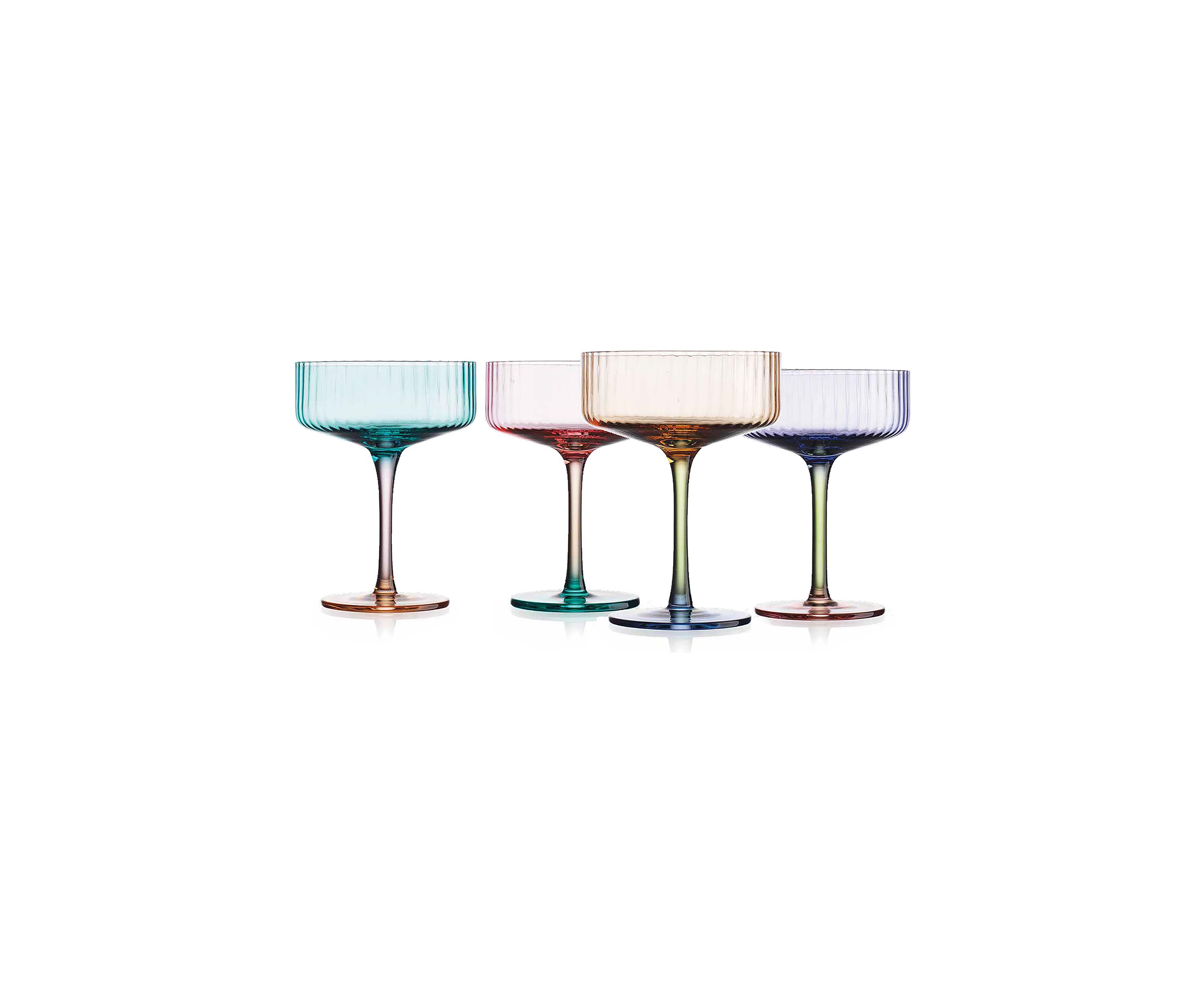Set of 4 Colored Coupe Glasses