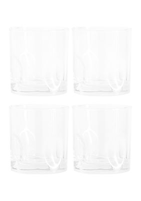 10 oz Double Old Fashioned Glasses with Pinched Design - Set of 4