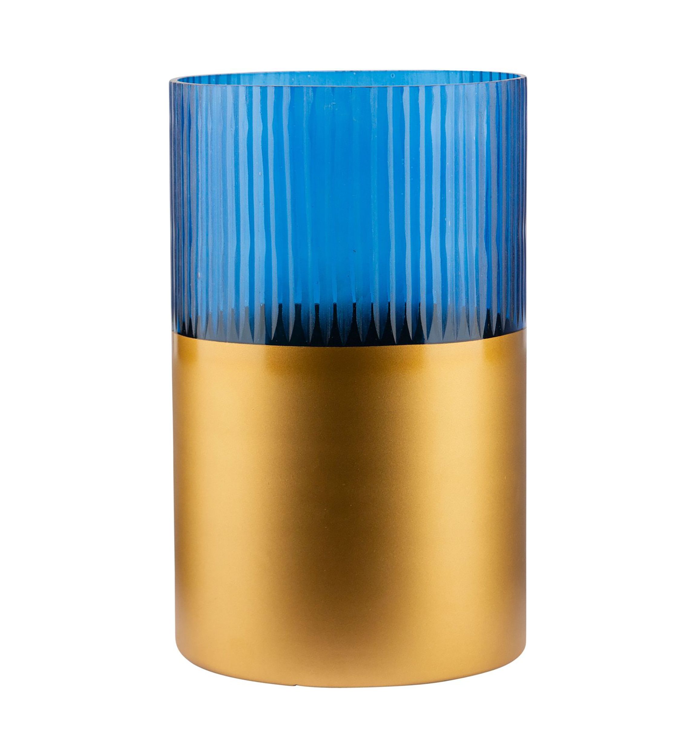 Blue Tall Glass Hurricane Candle Holder