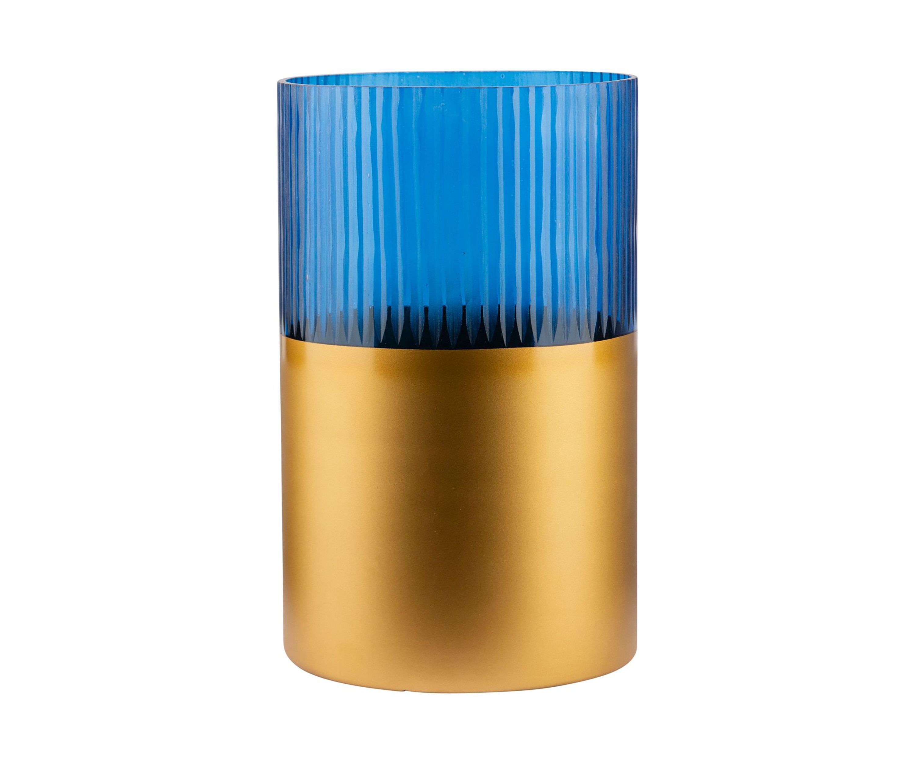 Blue Tall Glass Hurricane Candle Holder