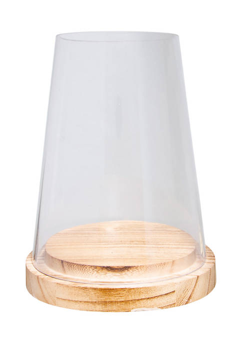 8-Inch Wood Hurricane Candle Holder
