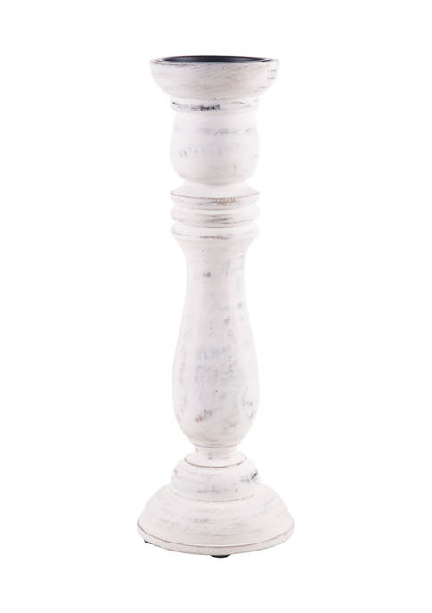 Home Essentials 18 Inch White Wood Candlestick
