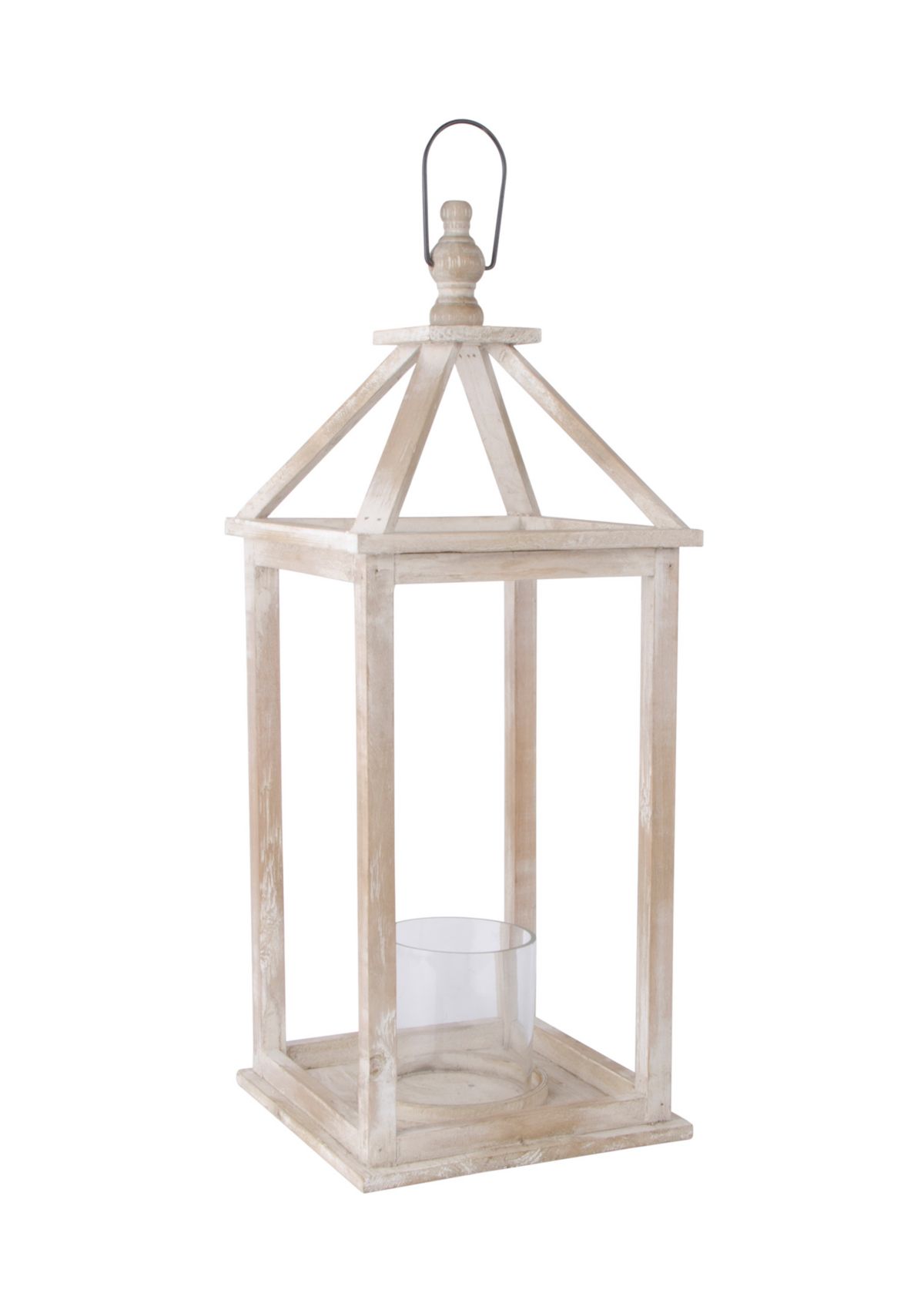Large Whitewash Wood Lantern