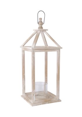 Small Whitewash Wood Lantern