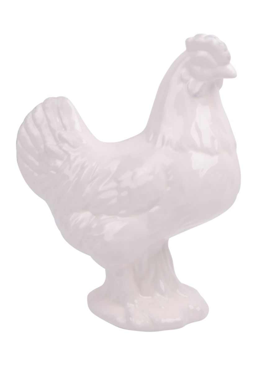 White Ceramic Rooster Figurine
