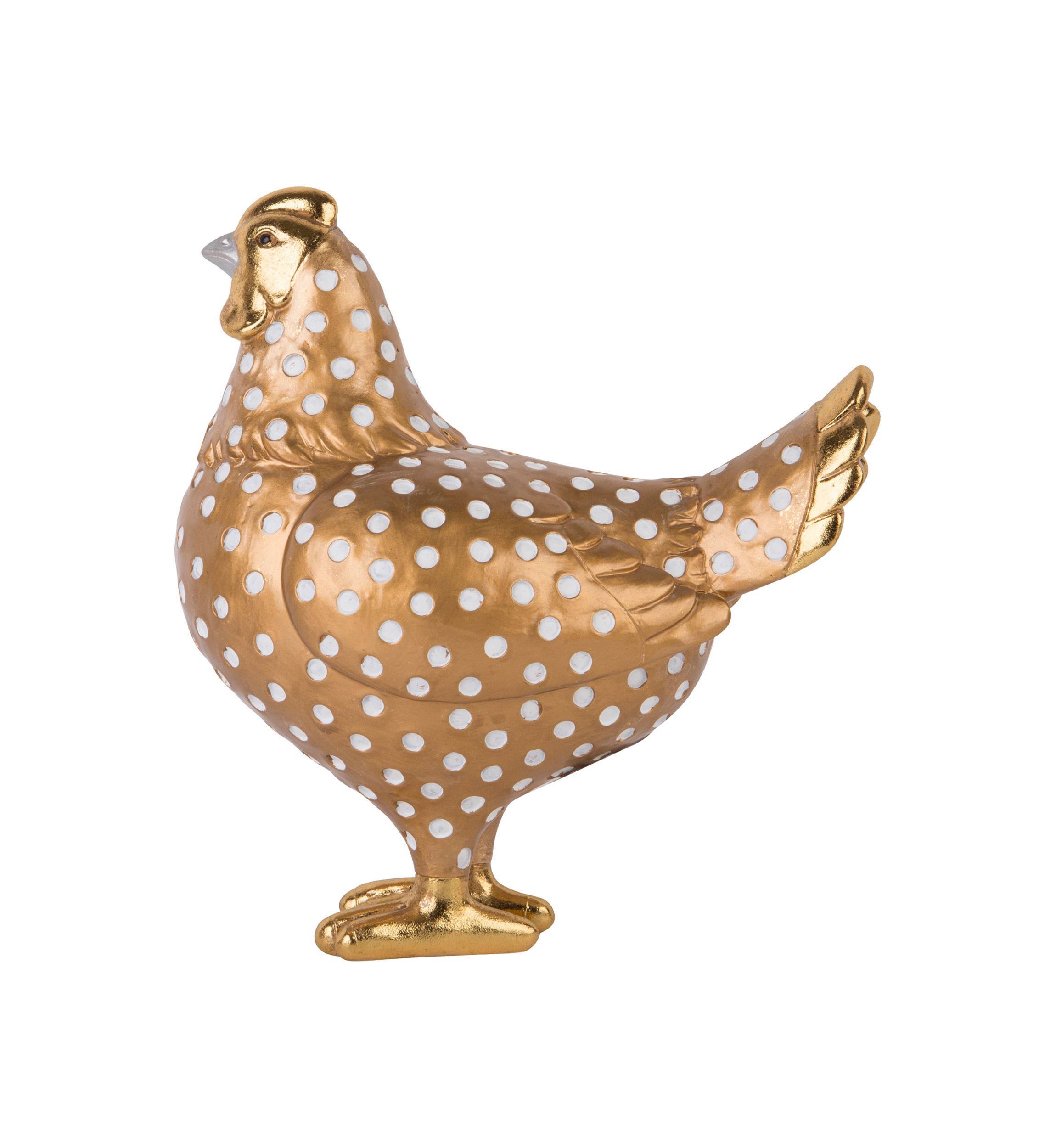 Gold Polka Dot Rooster Figurine