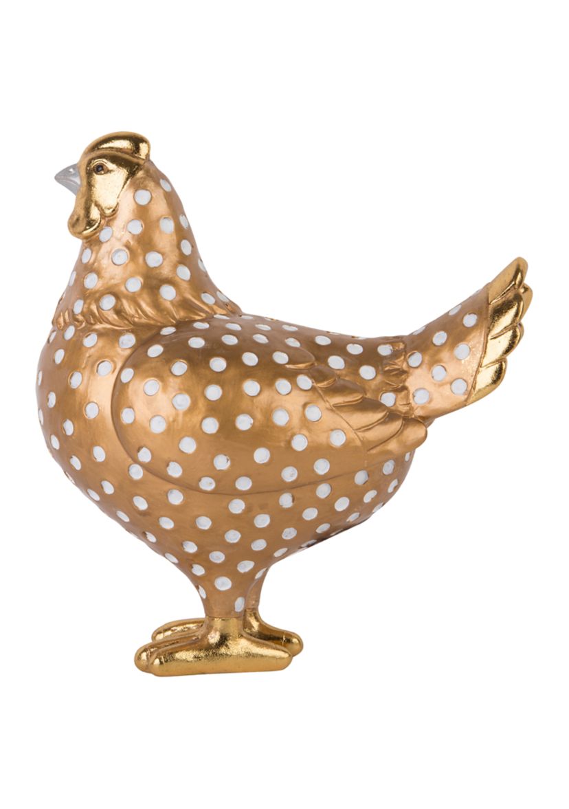 Gold Polka Dot Rooster Figurine