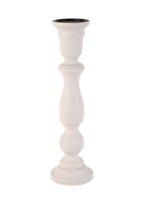 White Large Wood Pillar Holder