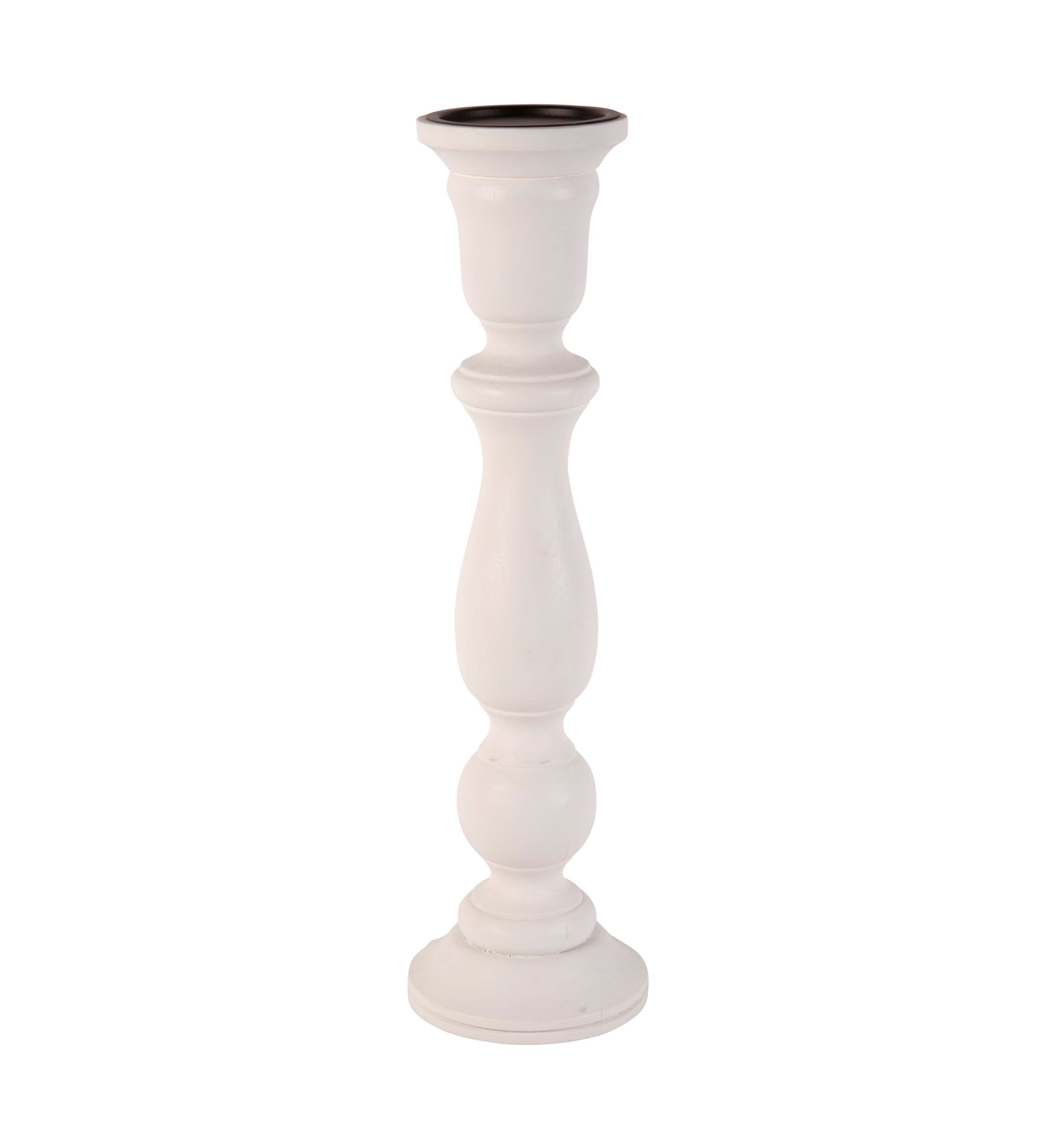 White Large Wood Pillar Holder