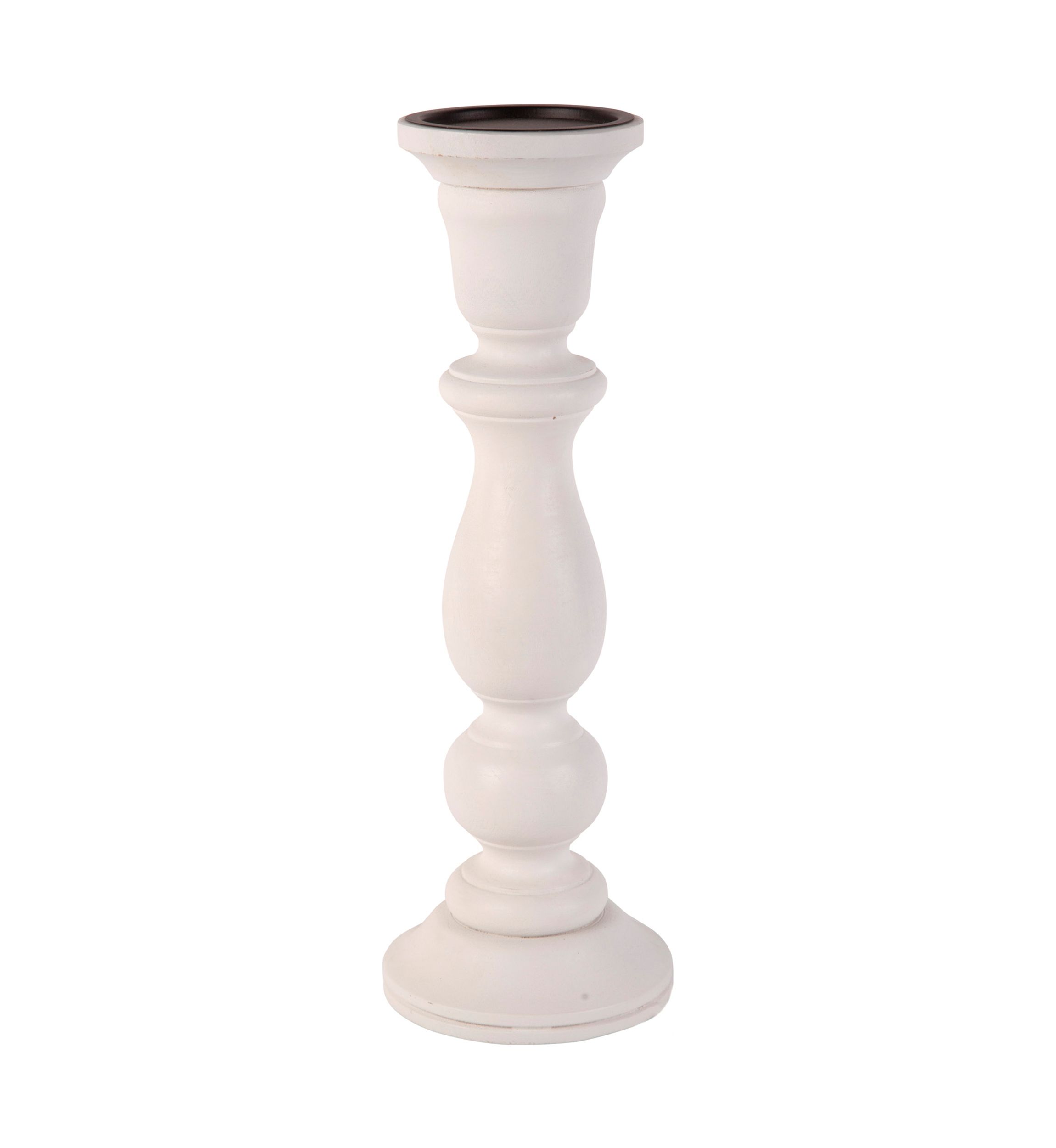 White Wood Pillar Candle Holder