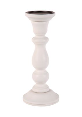 White Small Wood Pillar Holder