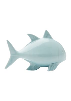 Light Blue Ceramic Fish Figurine