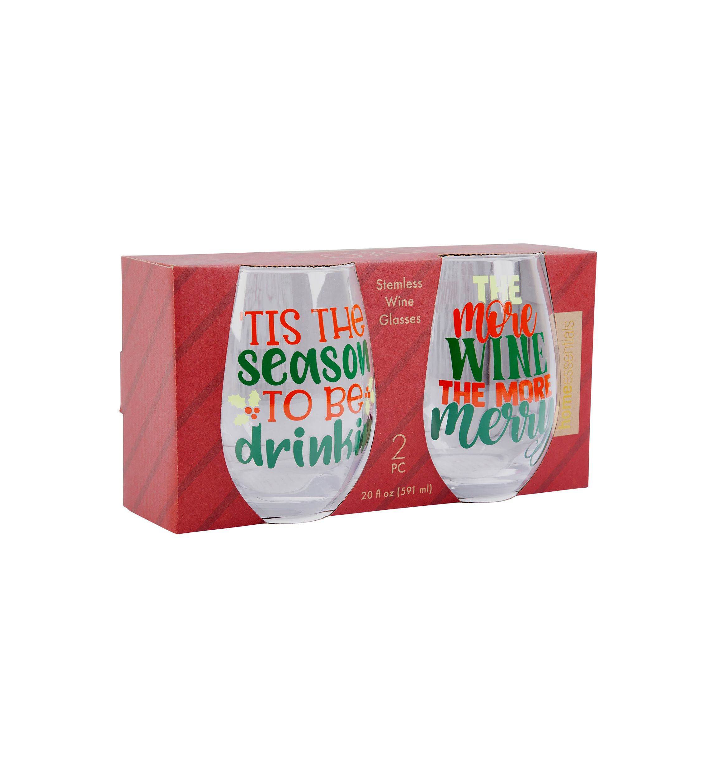 Christmas Sayings Stemless Wine Glasses 