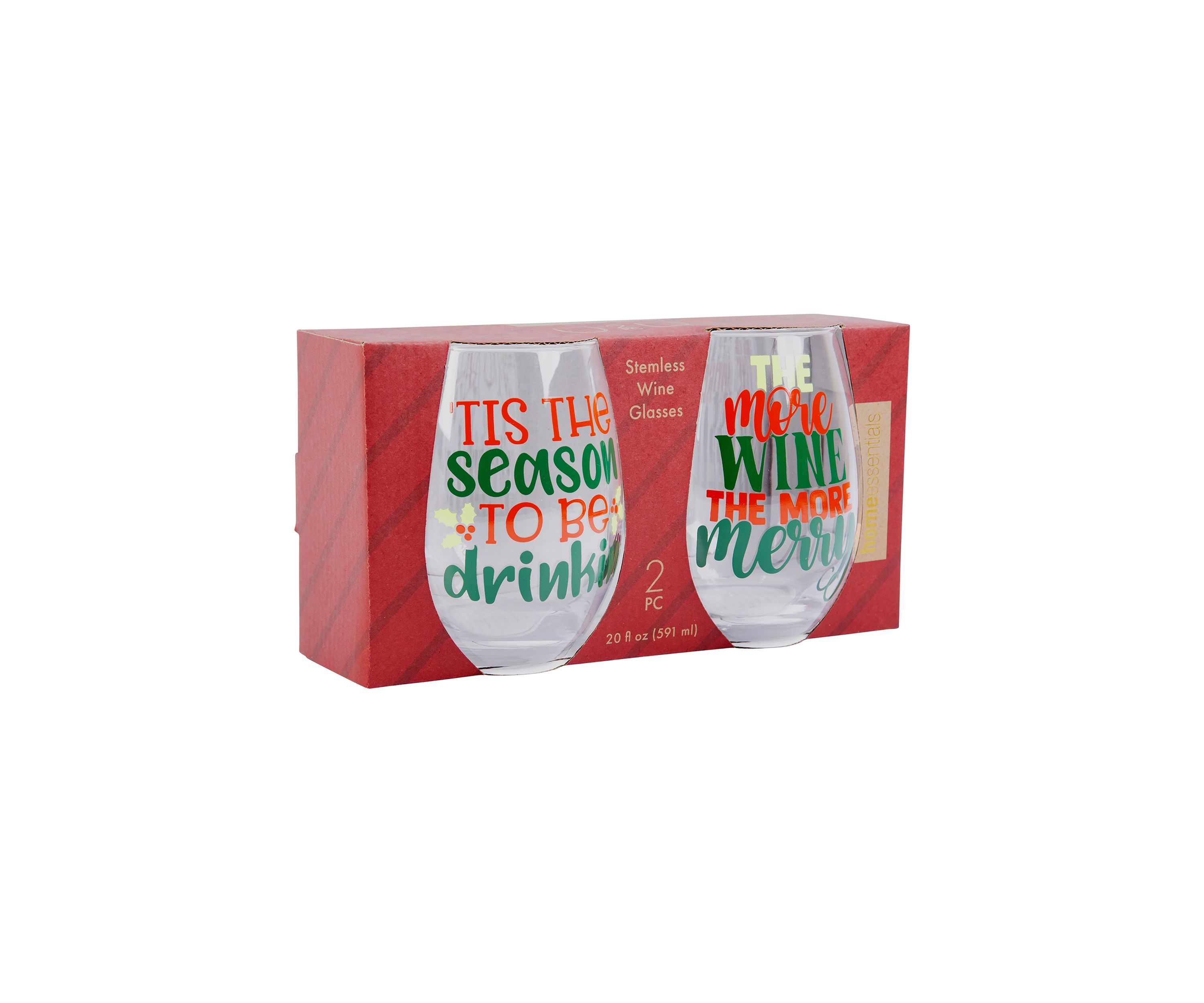 Christmas Sayings Stemless Wine Glasses 