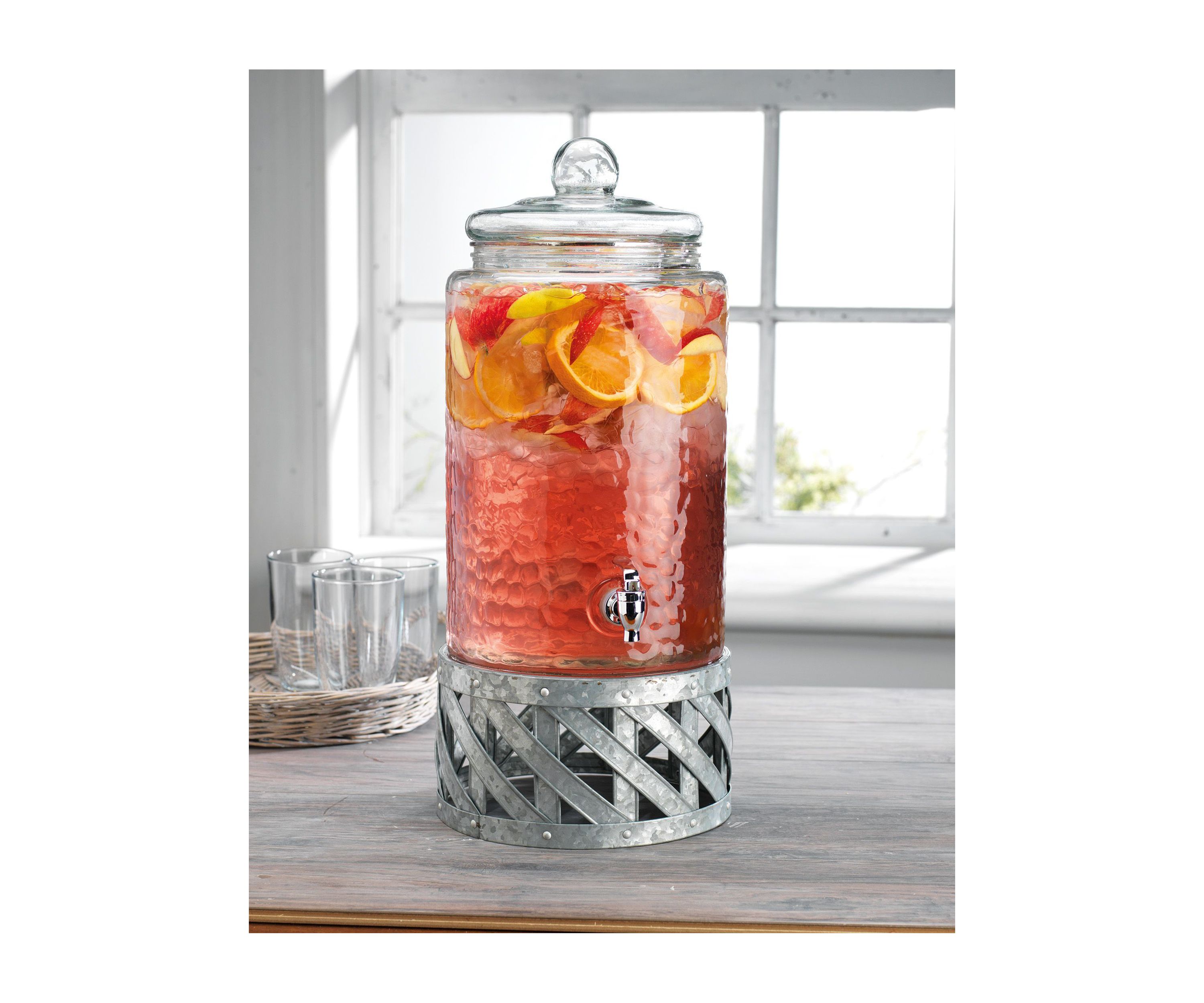 Galvanized Beverage Dispenser with X Crossed Base
