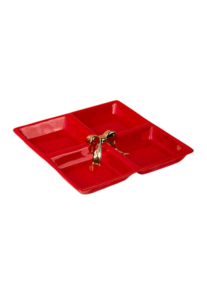 Red Christmas Present Divided Platter