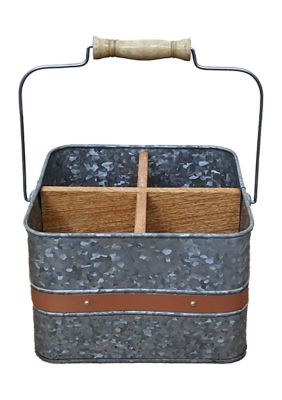 Galvanized Metal 4 Section Utensil Caddy
