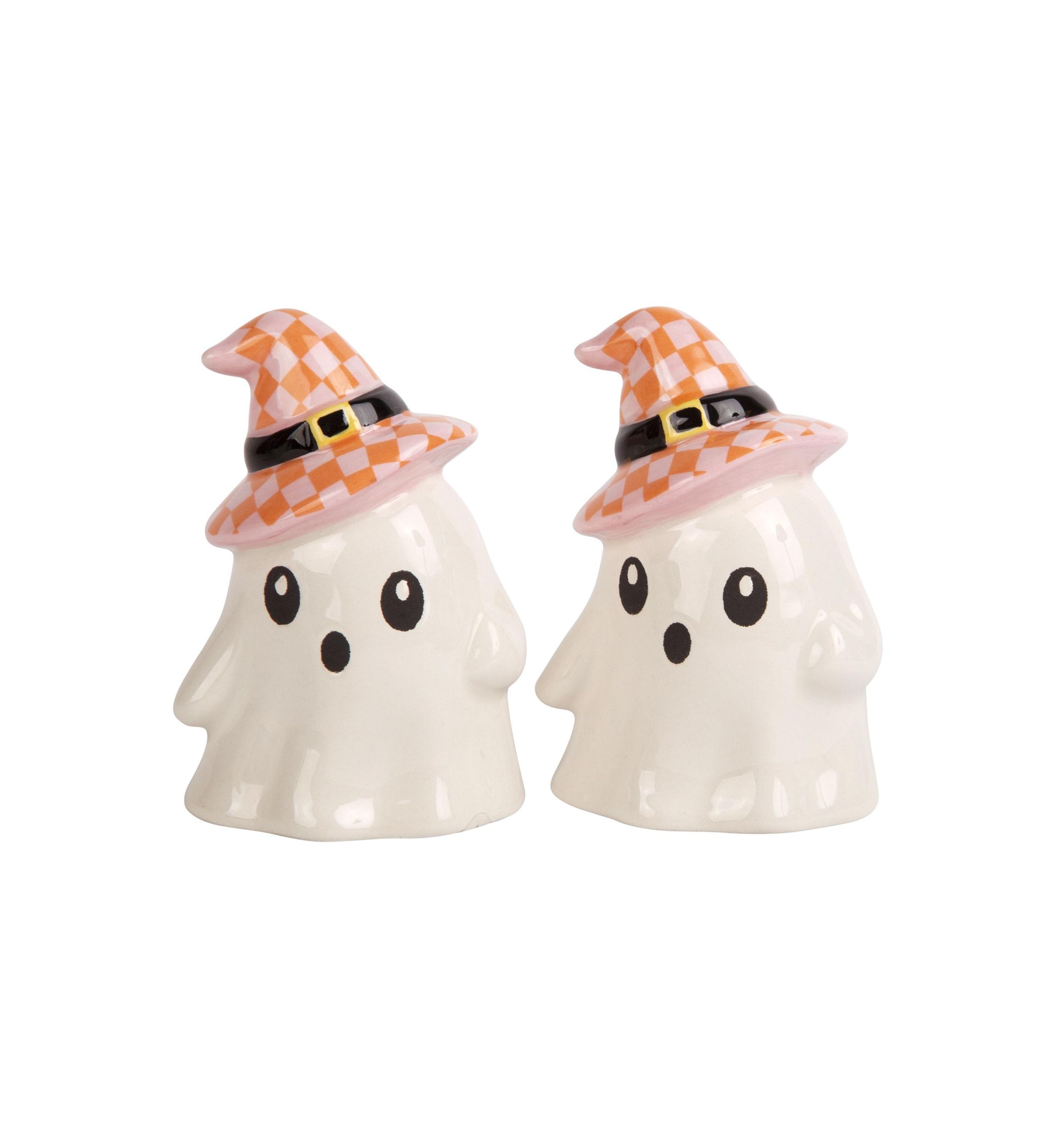 Figural Ghost Shaped Salt and Pepper Shakers 