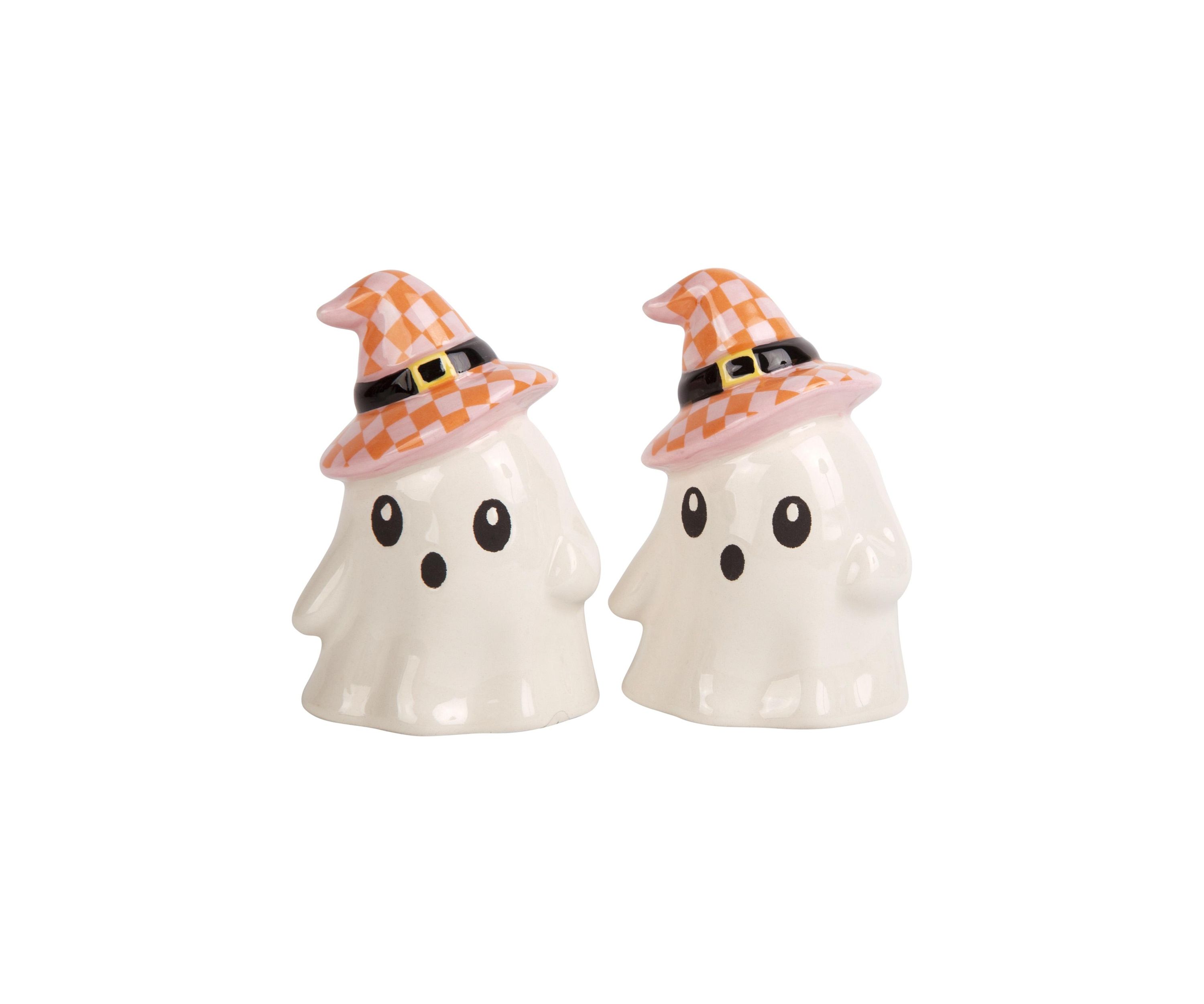 Figural Ghost Shaped Salt and Pepper Shakers 