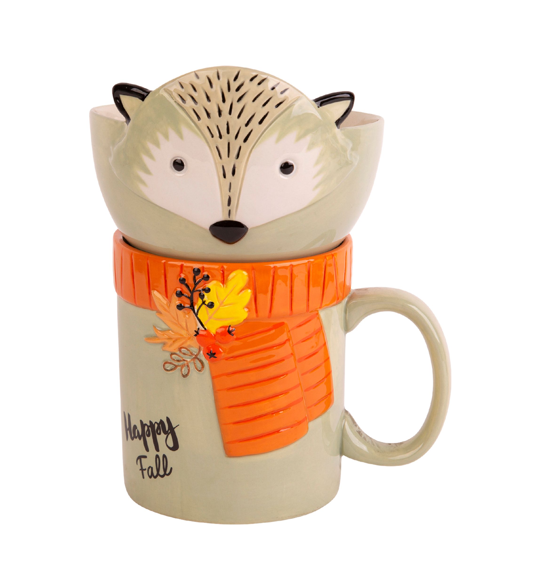 "Happy Fall" Fox Mug and Bowl Set 