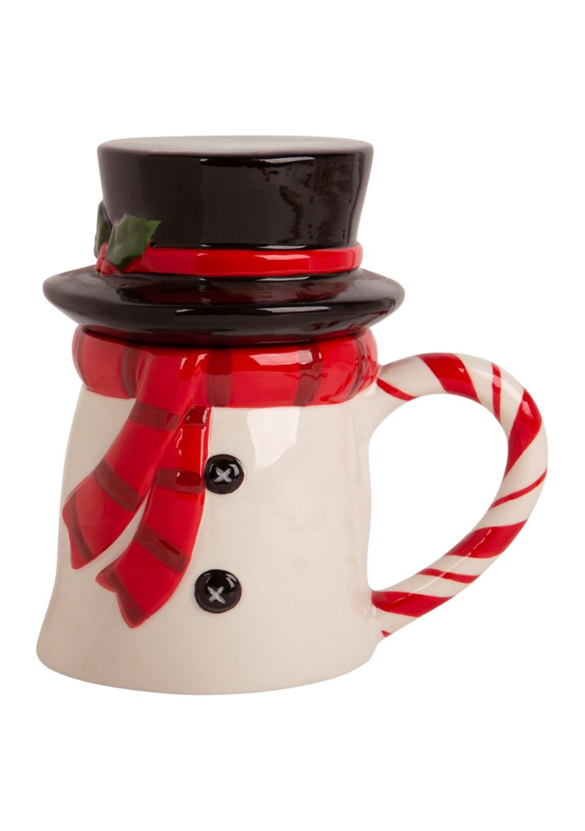 Ceramic Snowman Mug with Decorative Lid