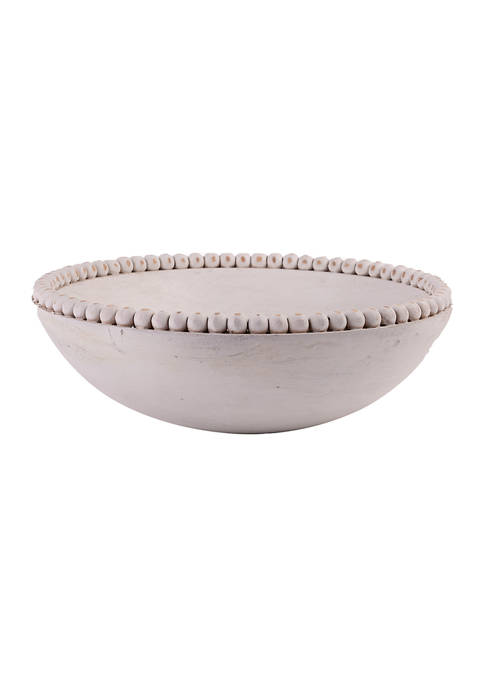 Home Essentials Small Whitewashed Wood Beaded Serving Bowl