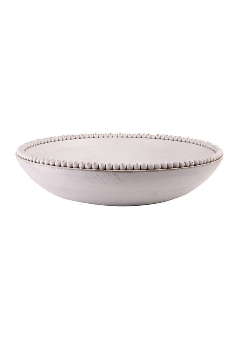 Home Essentials Large Whitewashed Wood Beaded Serving Bowl
