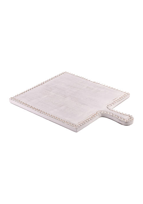 Home Essentials Small Whitewashed Beaded Wood Serving Board
