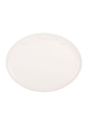 16" White Oval Serve Platter with Embossing