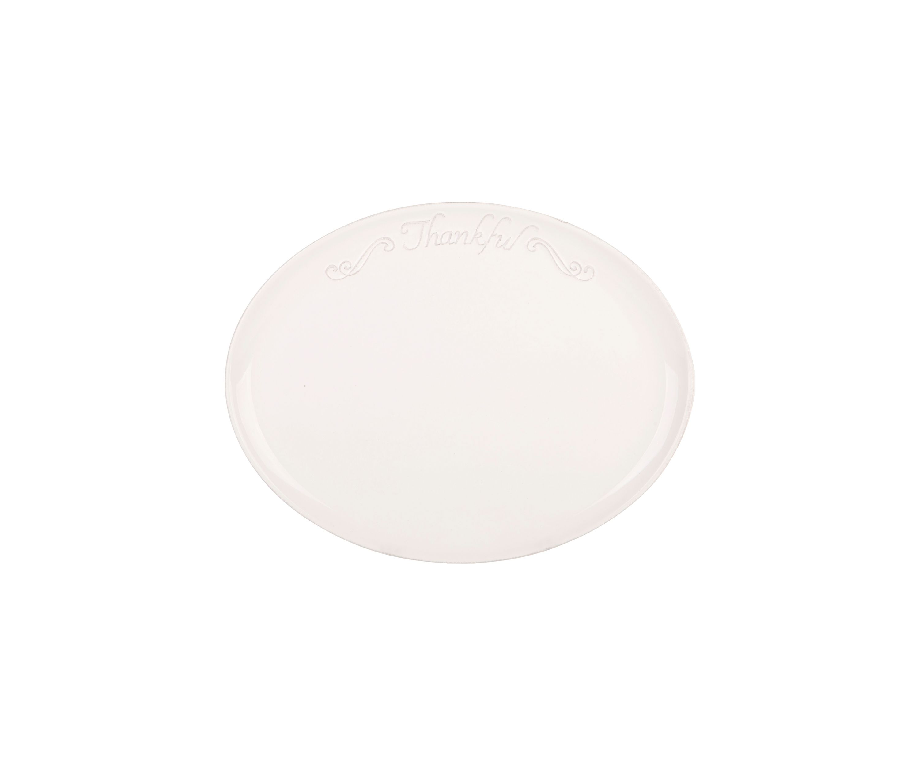 16" White Oval Serve Platter with Embossing