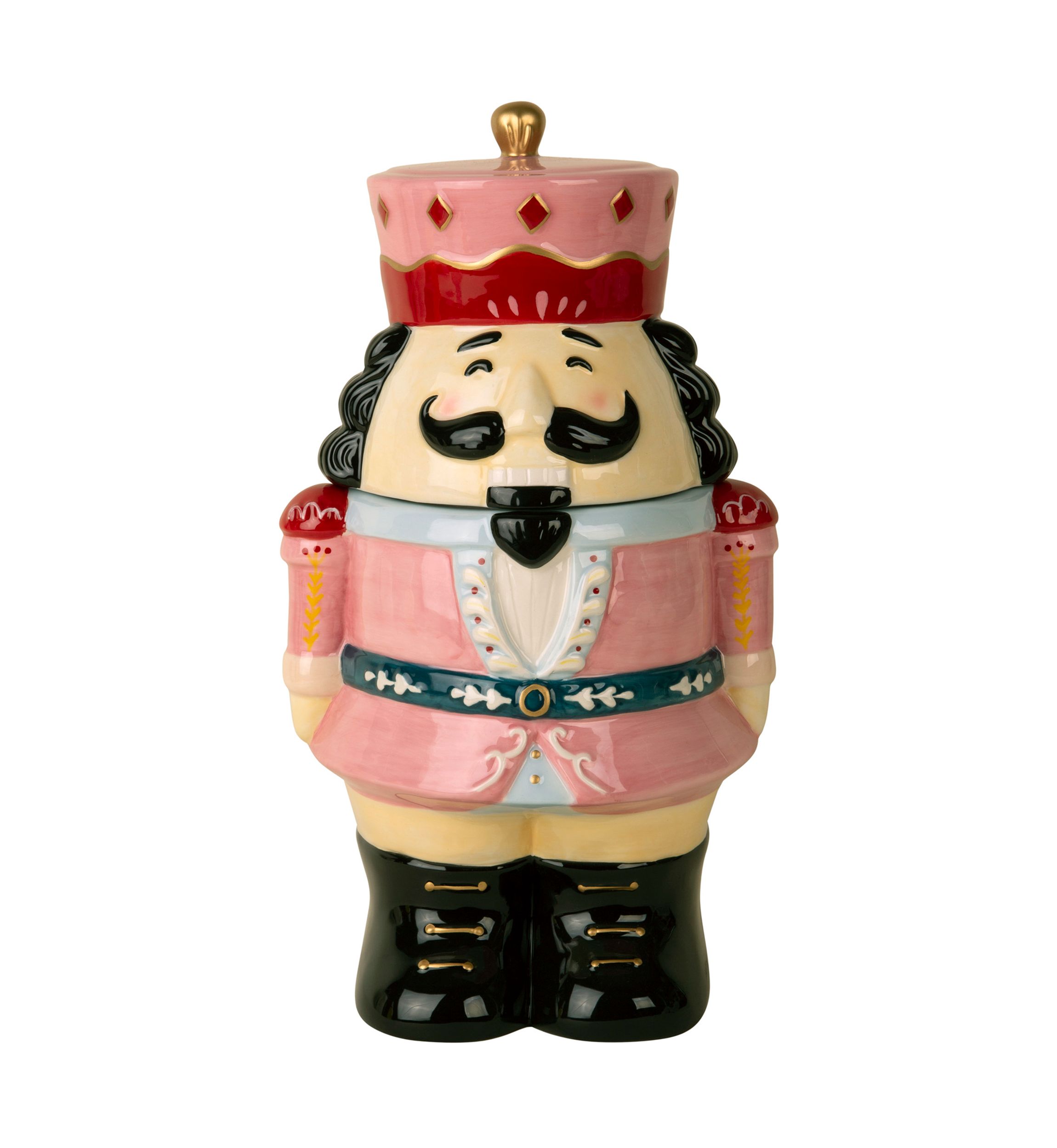 Pink Nutcracker Ceramic Cookie Jar