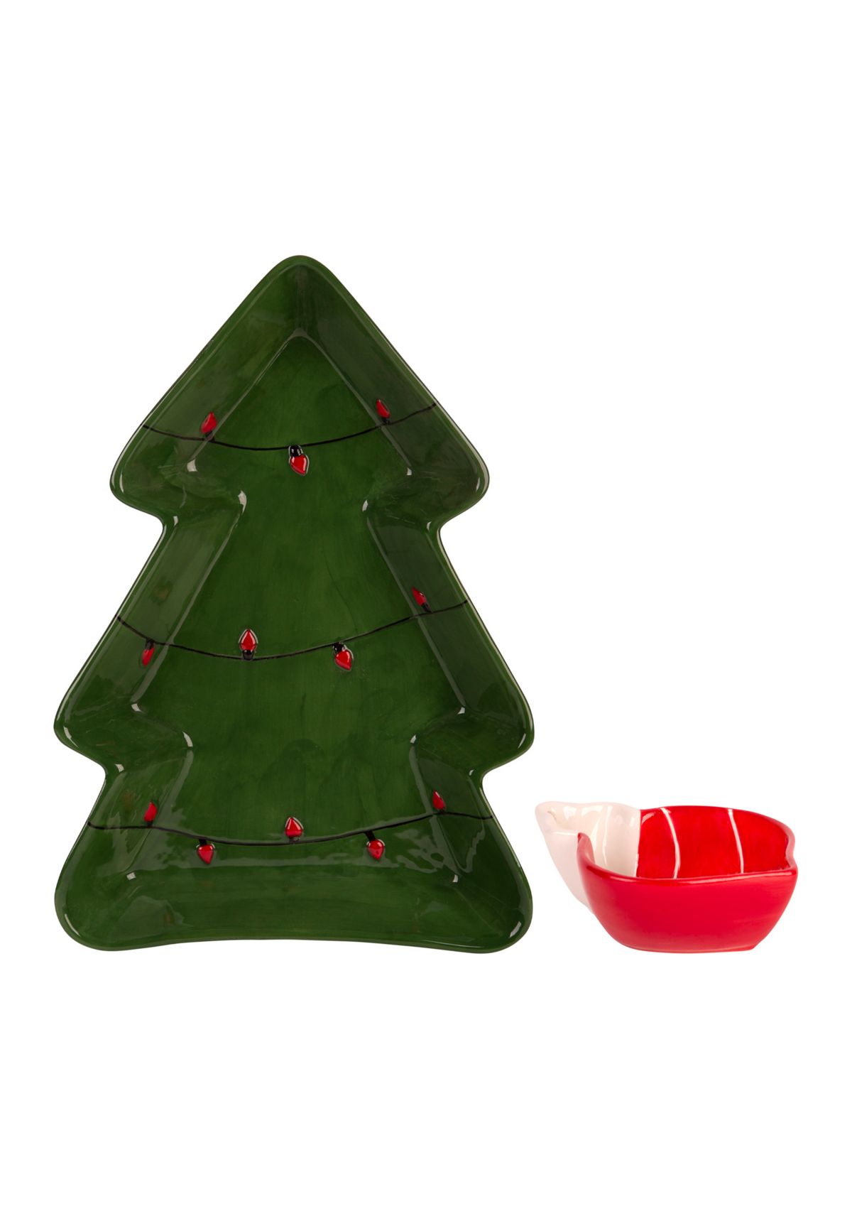 Figural Christmas Tree Chip & Dip Serving Set