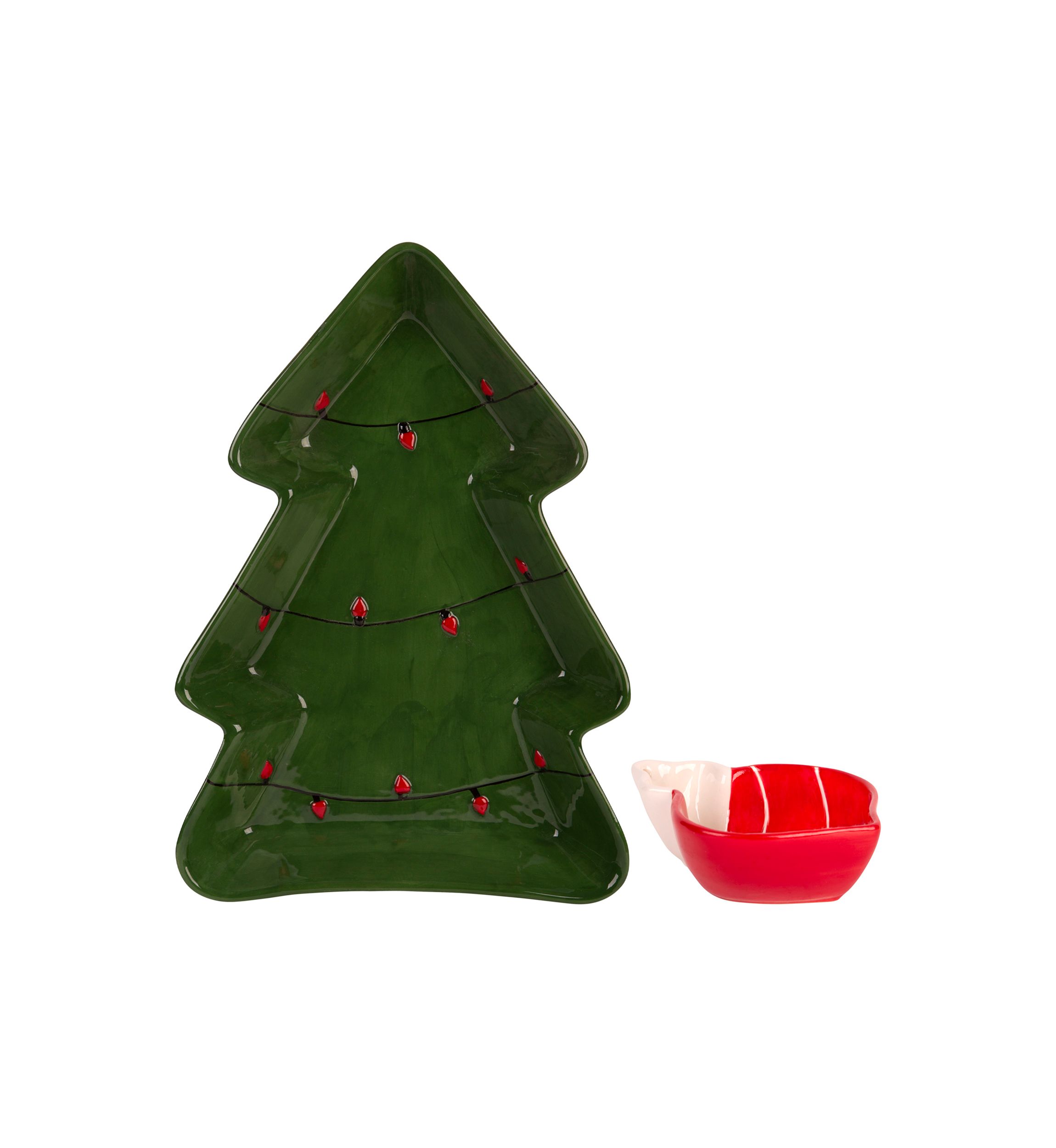 Figural Christmas Tree Chip & Dip Serving Set