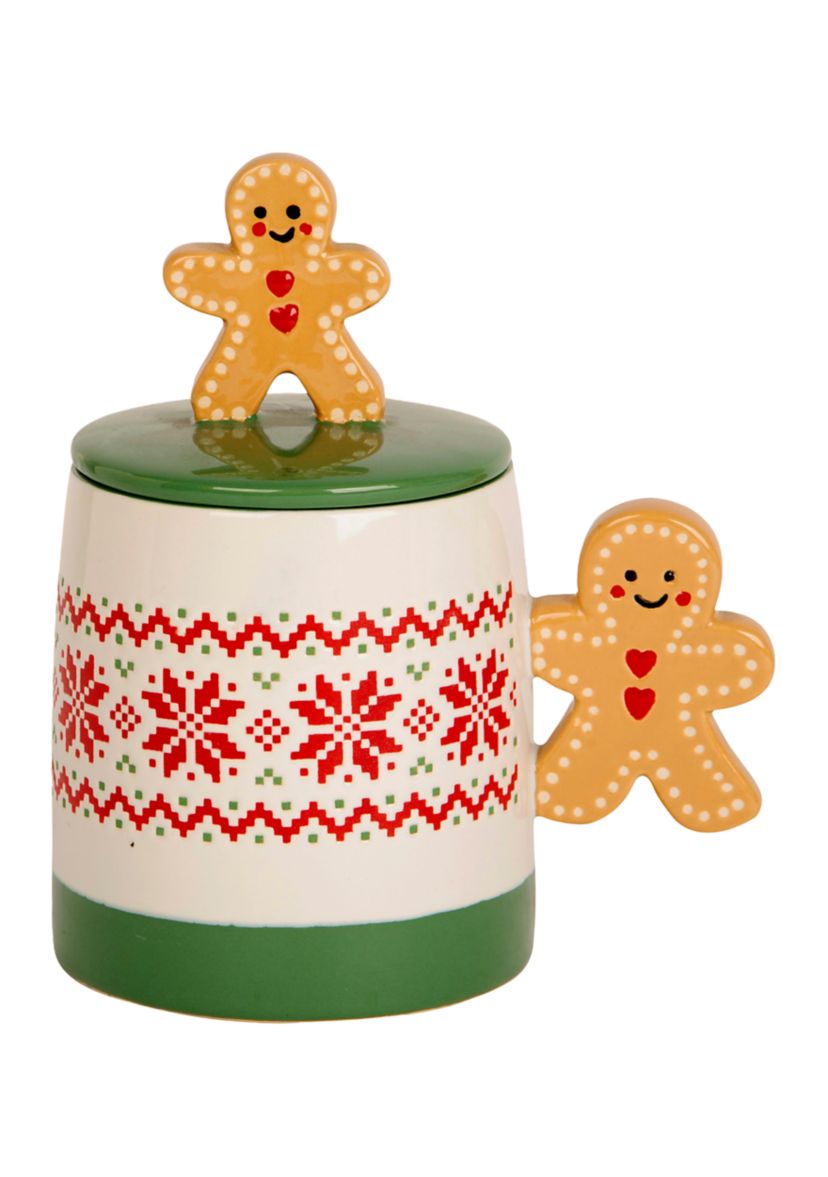 Ceramic Gingerbread Man Mug with Lid