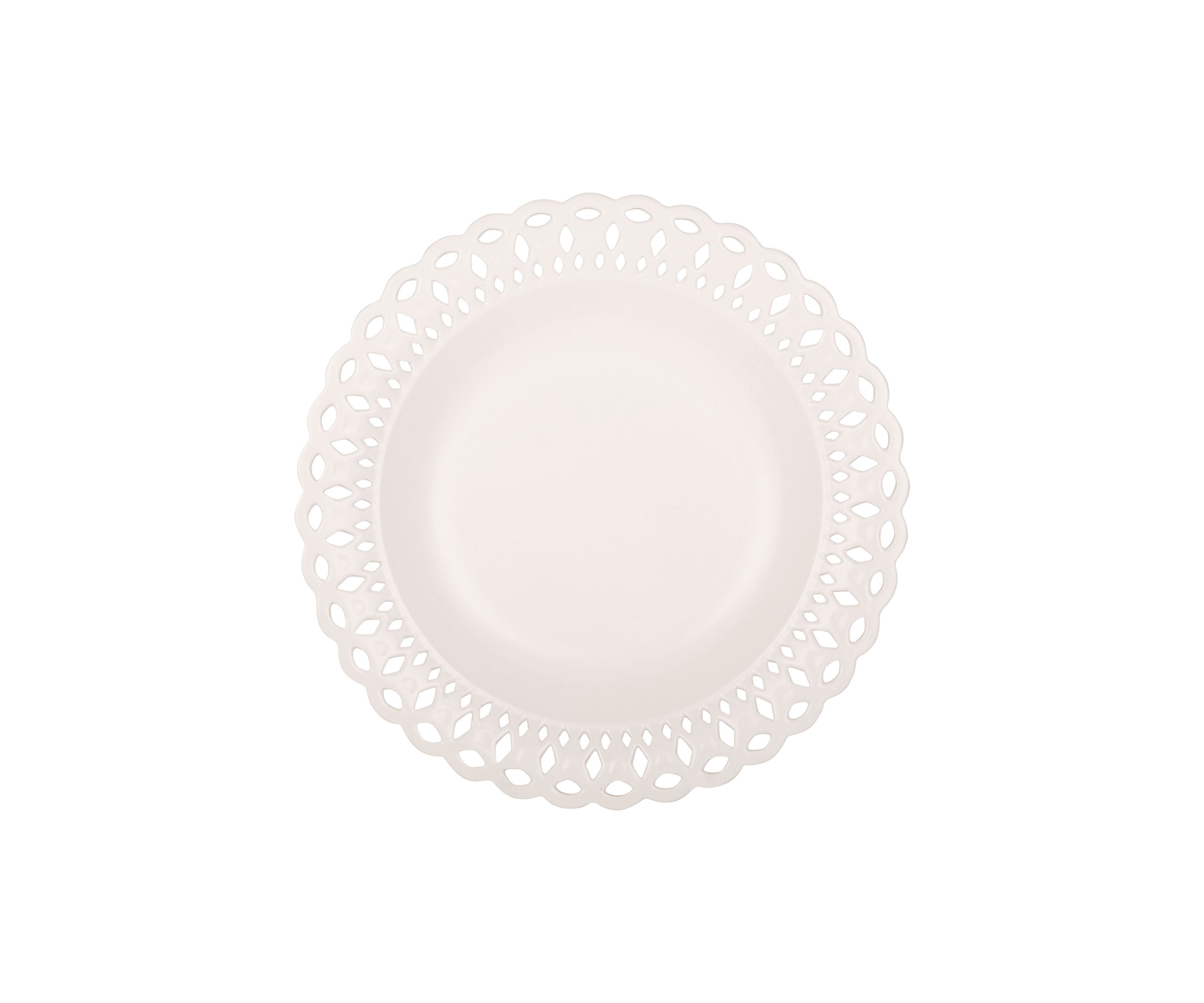 Matte White 15" Round Pierced Rim Serving Bowl