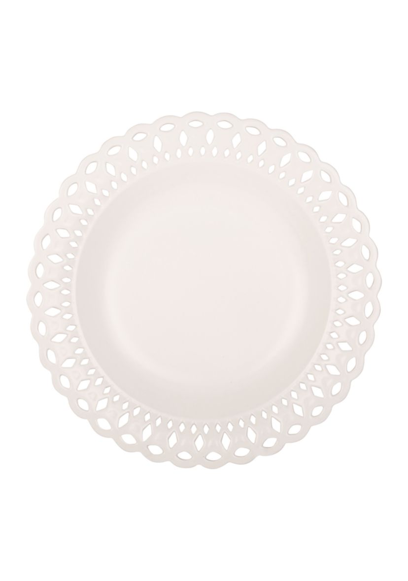 Matte White 15" Round Pierced Rim Serving Bowl