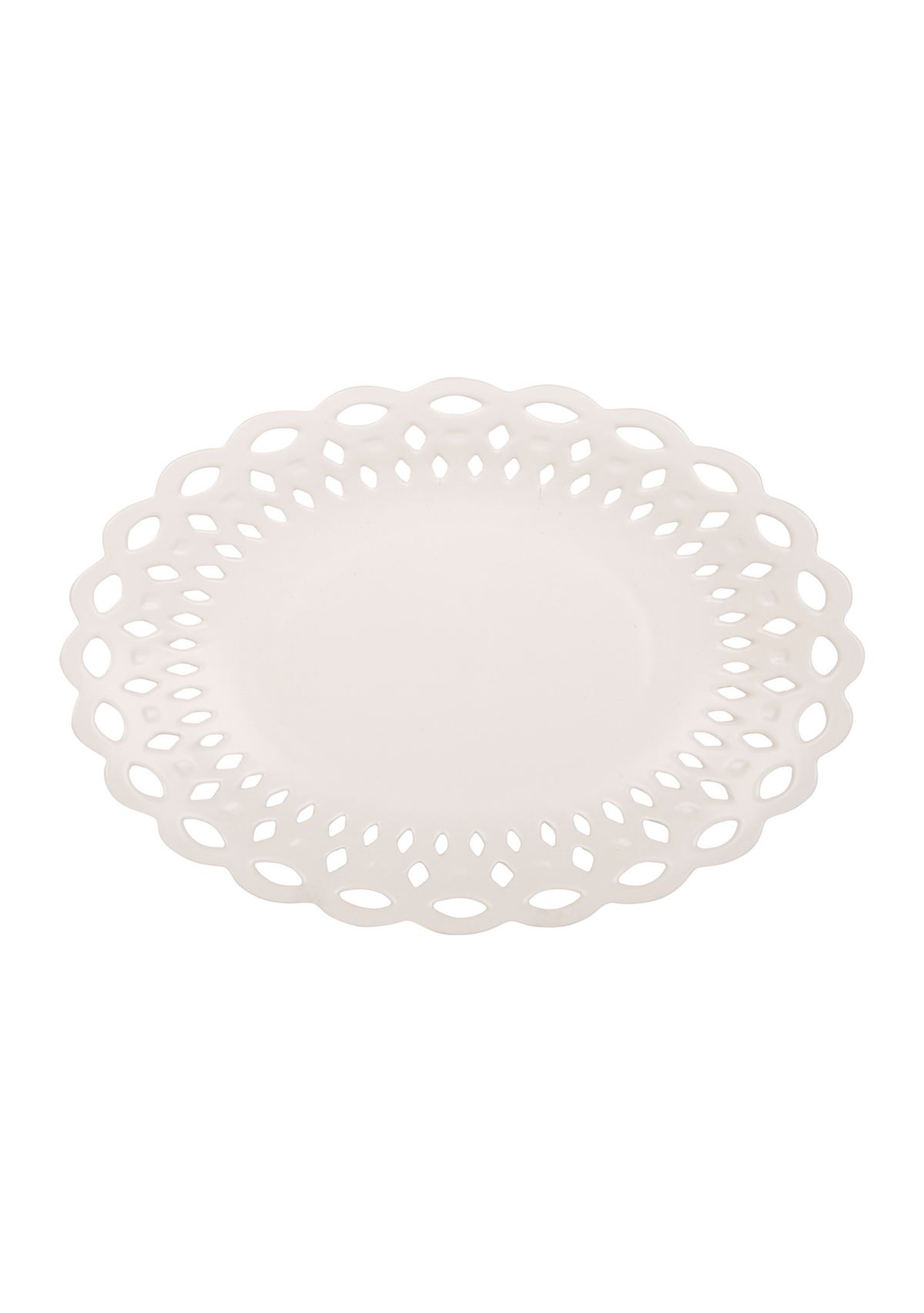 Matte White Pierced Rim Oval Platter