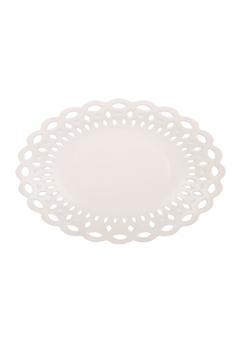 Matte White Pierced Rim Oval Platter