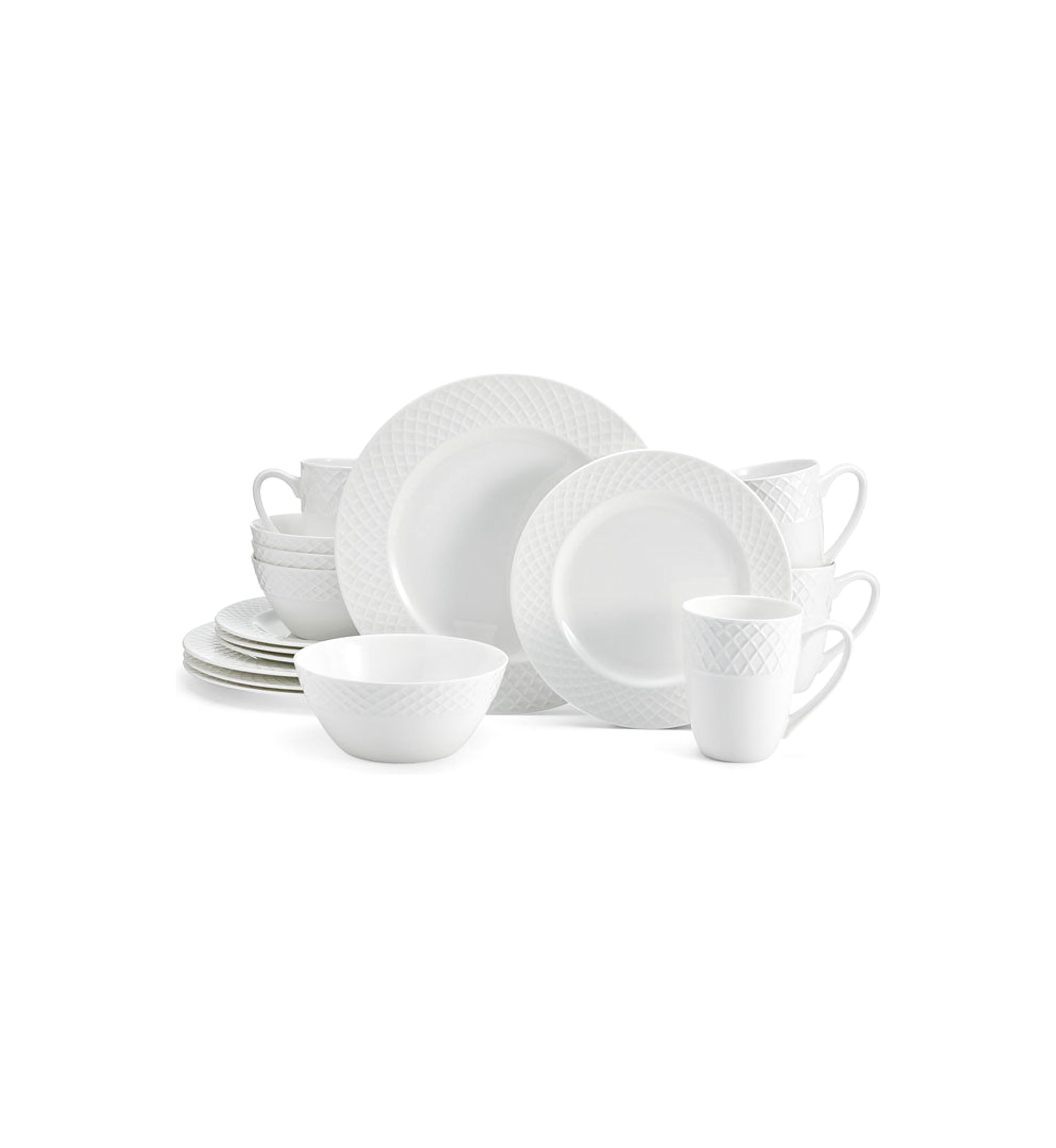 Trellis White 16 Piece Dinnerware Set