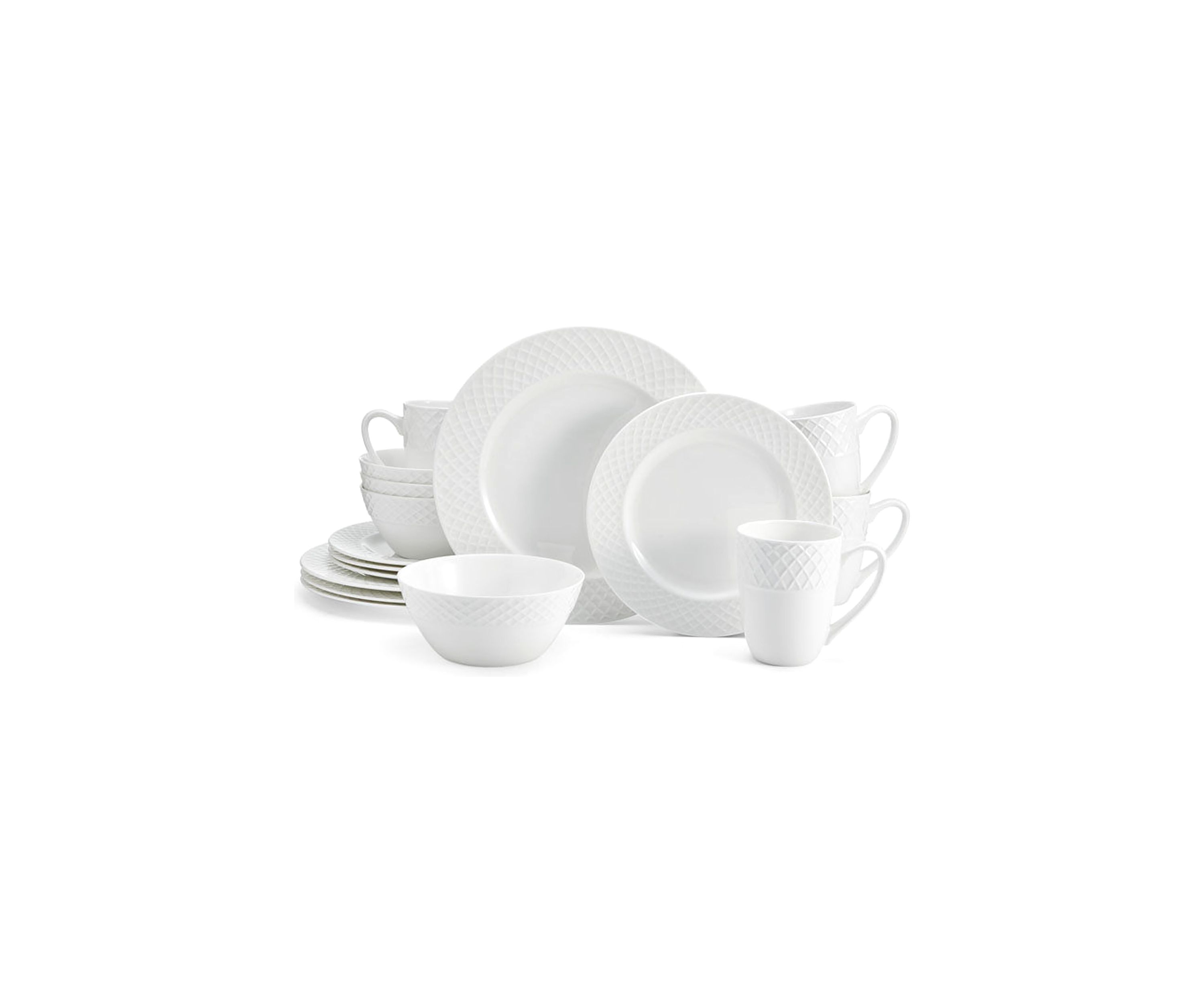 Trellis White 16 Piece Dinnerware Set