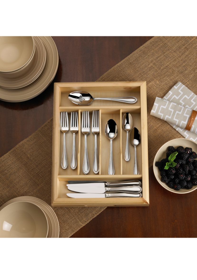 Sinclair 65-Piece Stainless Steel Flatware Set with Caddy, Service for 10