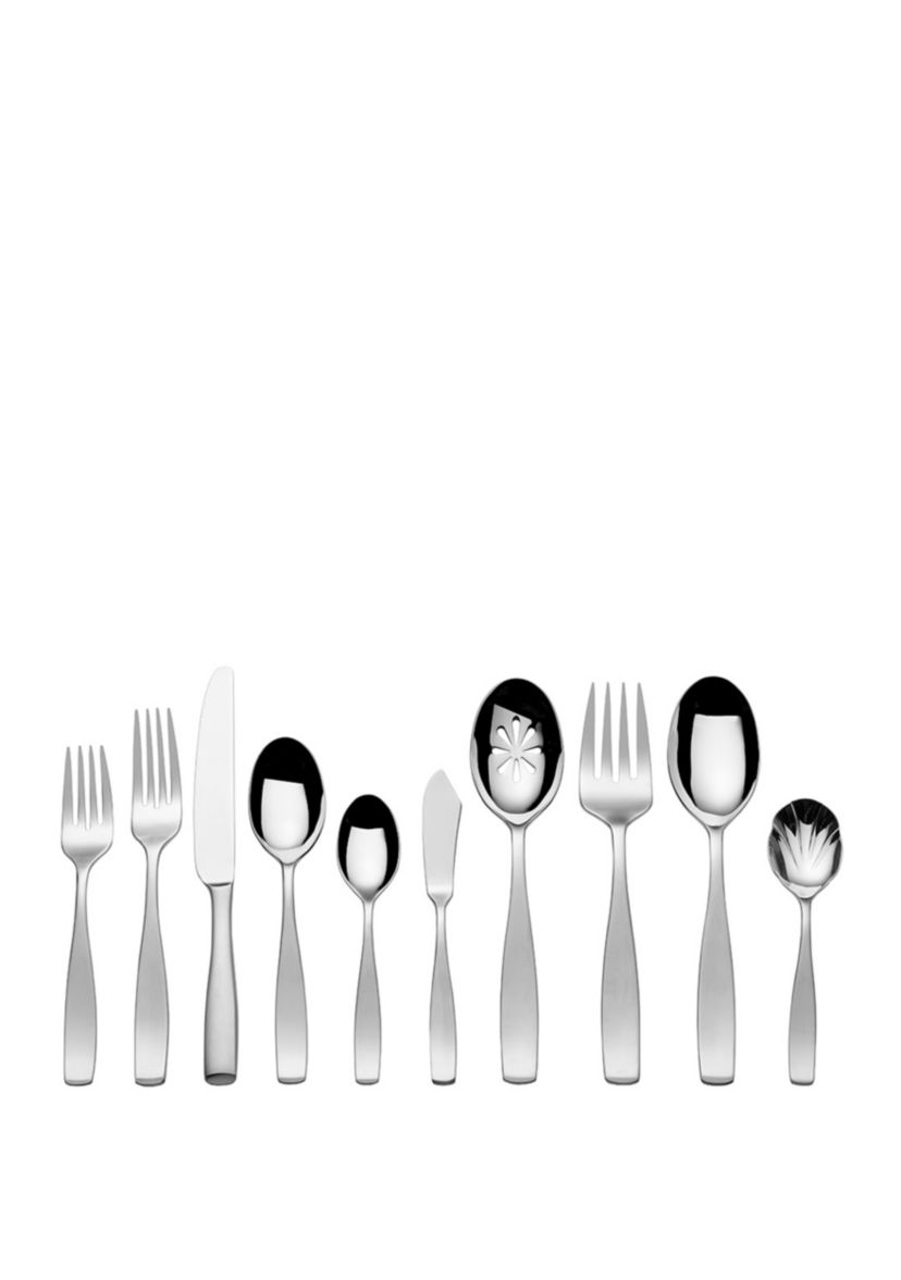 Satin Loft 45-Piece Stainless Steel Flatware Set, with Serveware, Service for 8