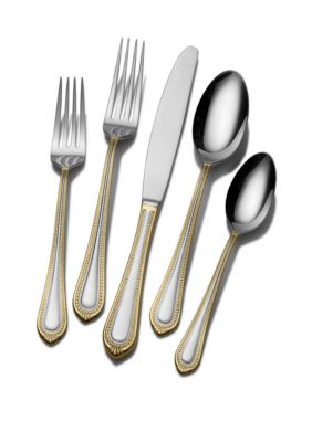 Regent Bead Gold 65-Piece Stainless Steel Flatware Set