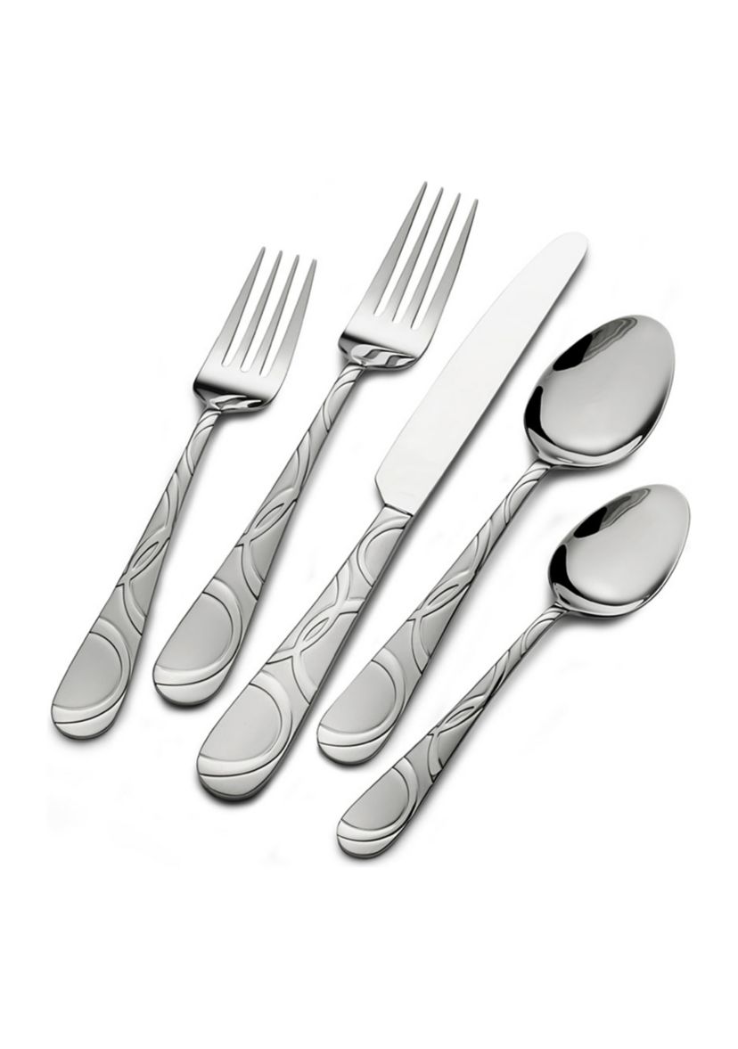 Garland Frost 53-Piece Stainless Steel Flatware Serving Utensil Set and Steak Knives