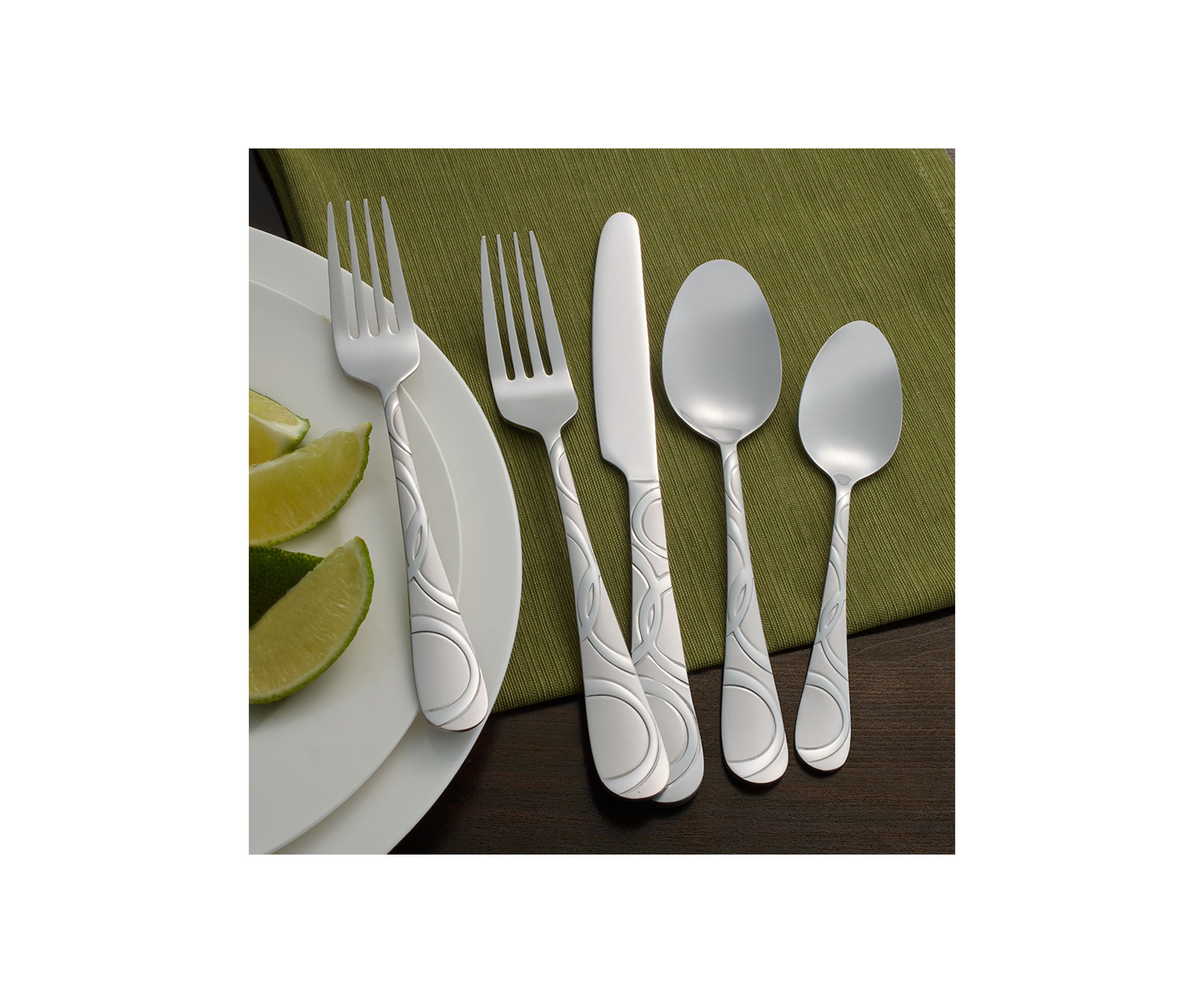 Garland Frost 53-Piece Stainless Steel Flatware Serving Utensil Set and Steak Knives