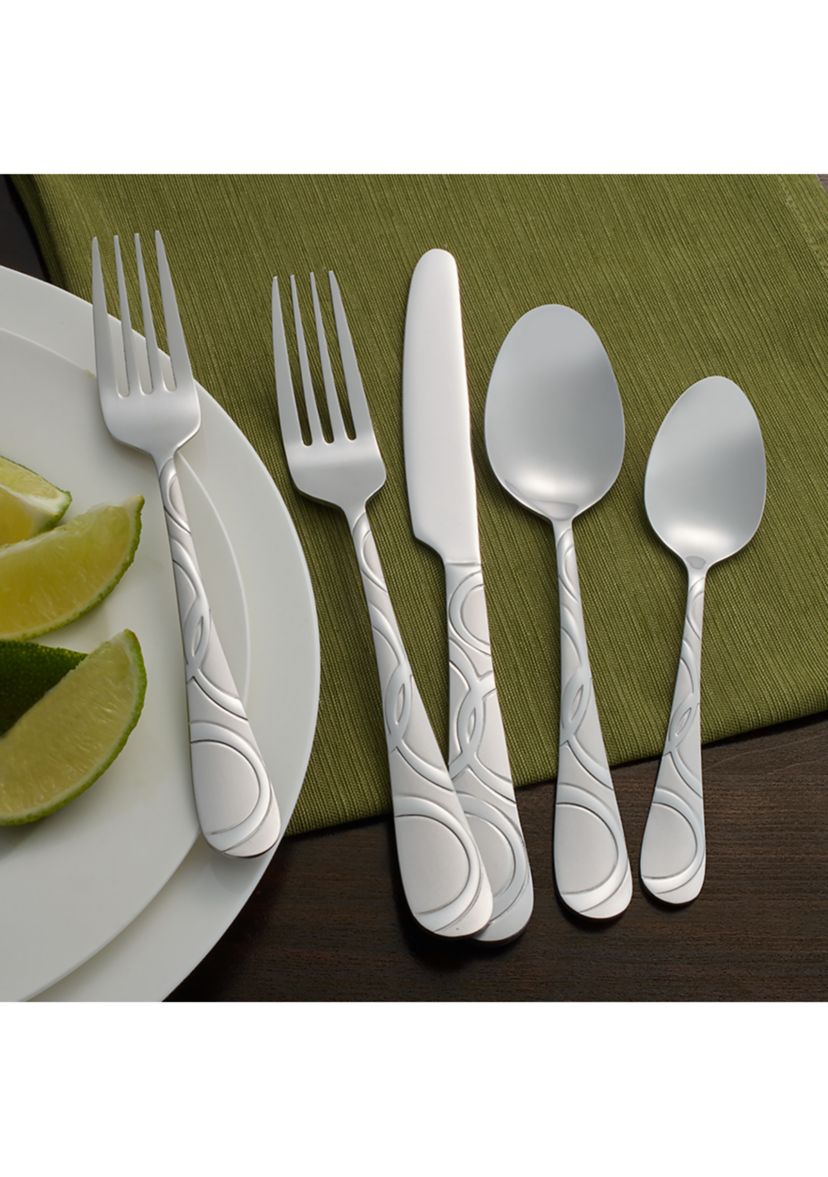 Garland Frost 53-Piece Stainless Steel Flatware Serving Utensil Set and Steak Knives